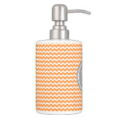 Orange Grey Chevron Pattern Soap Dispenser & Toothbrush Holder (Right)
