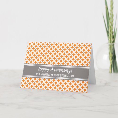 Orange Grey Circles Employee Anniversary Card