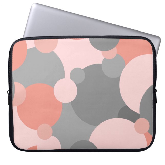 Orange-grey molecules laptop cases (Front)