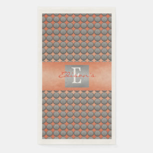 Orange & Grey Polka Dot Pattern Monogram Paper Guest Towels