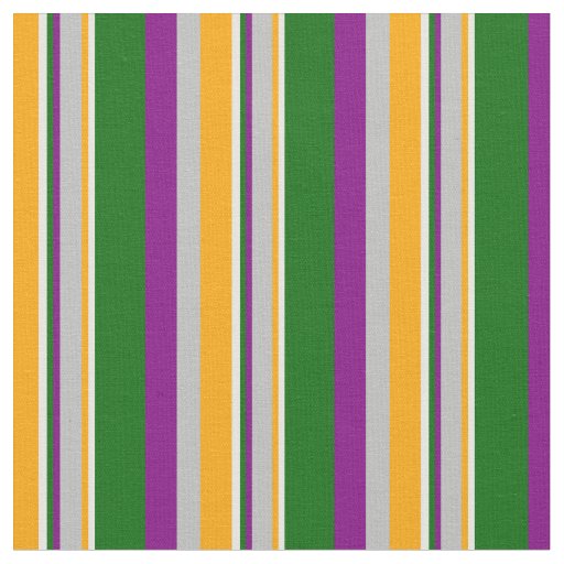 Orange, Grey, Purple, Dark Green & White Lines Fabric