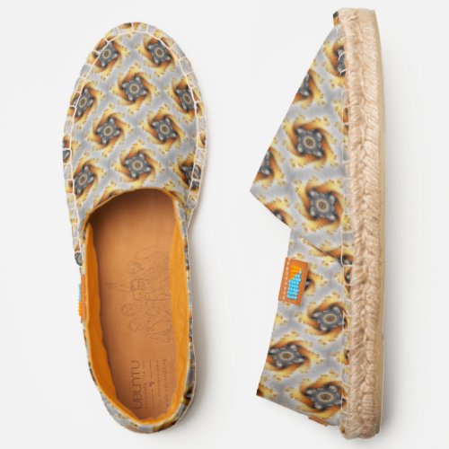 Orange Grey Spiral Fractal Pattern Espadrilles