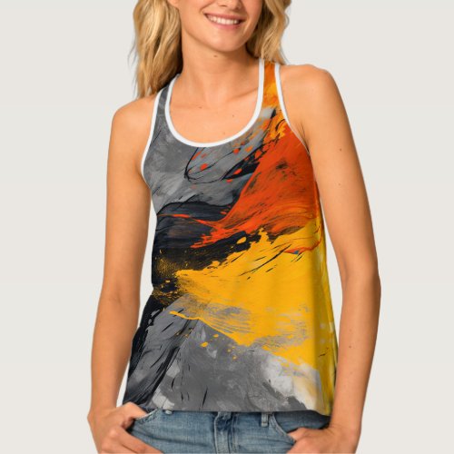 Orange  Grey Tank Top