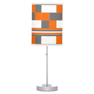 Orange Grey White Check Stripes Geometric Pattern