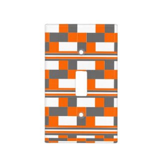 Orange Grey White Check Stripes Pattern