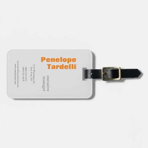 Orange Grey White Modern Simple Plain Your Name Luggage Tag