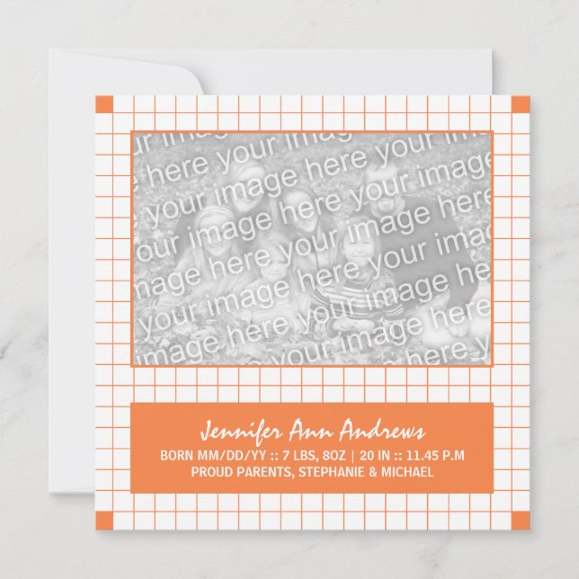 Orange Grid Photo Announcement (Front)