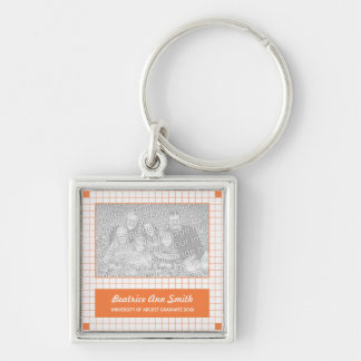 Orange Grid Photo Keychain