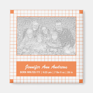 Orange Grid Photo Magnet
