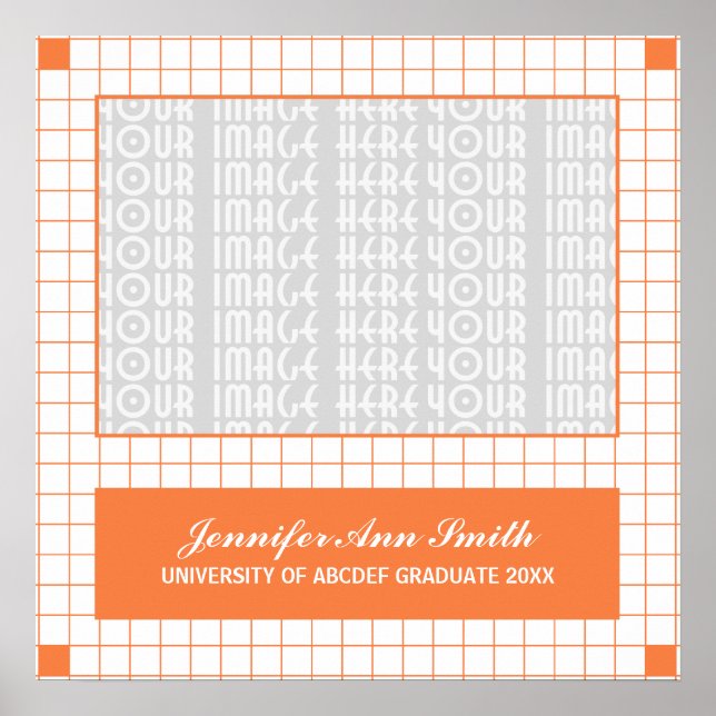 Orange Grid Photo Poster (Front)