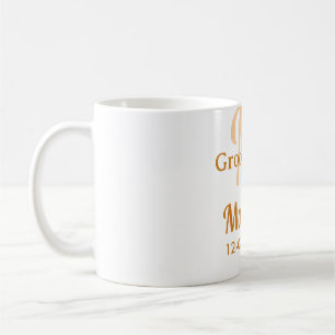 Orange groomsman name letter date masculine pastel coffee mug