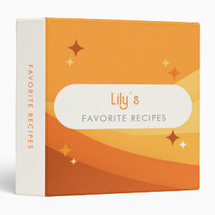 Orange Groovy Retro Vintage Favorite Recipe 3 Ring Binder