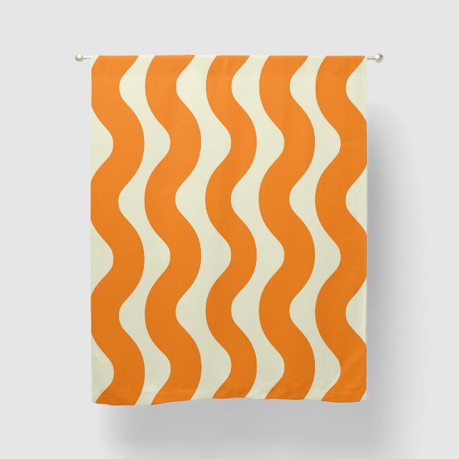 Orange Groovy Wavy Stripe Abstract Modern Spring Blackout Curtains (Front)