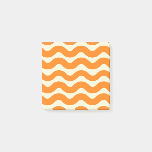 Orange Groovy Wavy Stripe Abstract Modern Spring Post-it Notes (Front)