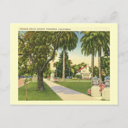 Orange Grove Ave Pasadena California Vintage Postcard