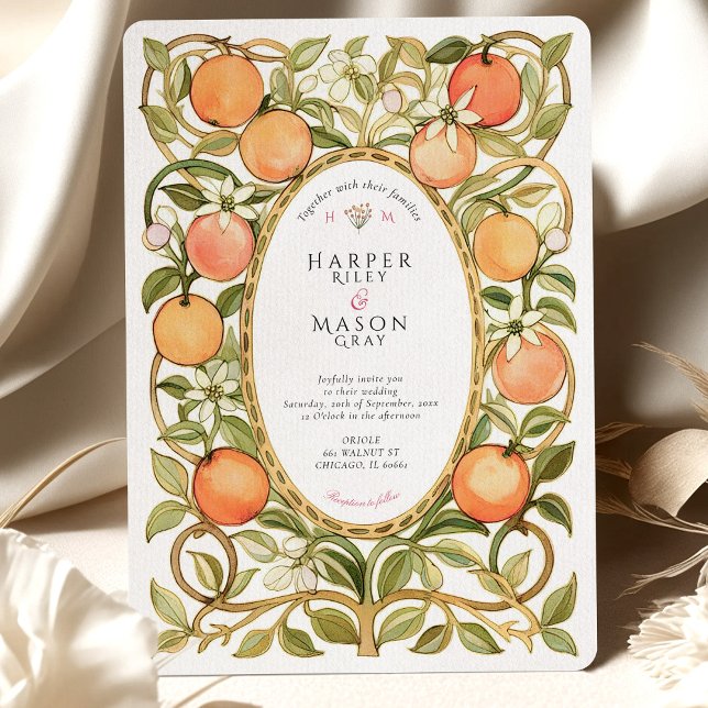 Orange Grove & Blossoms Wedding Invitation (Creator Uploaded)