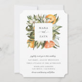 Orange Grove Botanical Citrus Frame Wedding Invitation (Front)