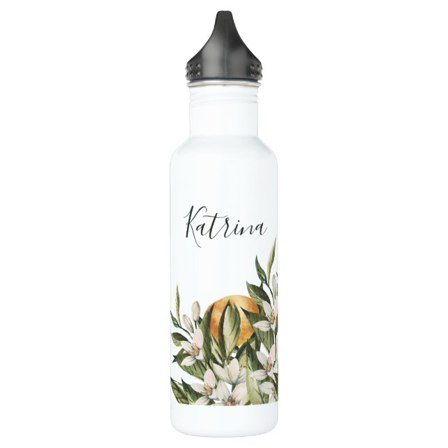 Orange Grove Citrus Botanical Stainless Steel Water Bottle (Left)