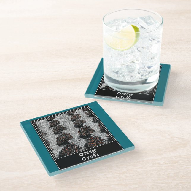 Orange Grove Glass Coaster (Angled)