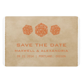 Orange Grunge D20 Dice Gamer Save the Date Magnet