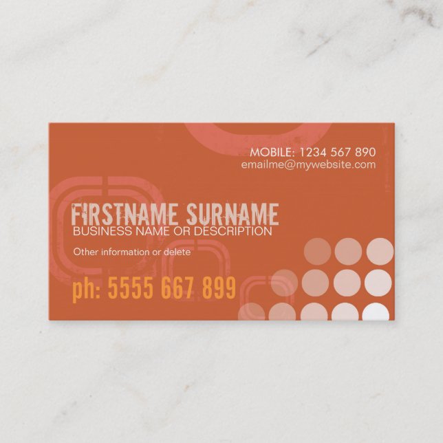 Orange Grunge Electro Dubstep DJ Business Card (Front)