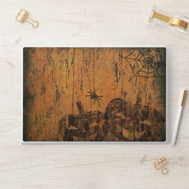 Orange Grunge halloween background HP Laptop Skin (Desk)