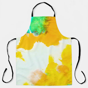 Orange Grungy Paint. Tie Dye Print. Colorful Batik Apron