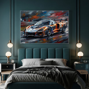 Orange GTR Supercar Race Car Poster
