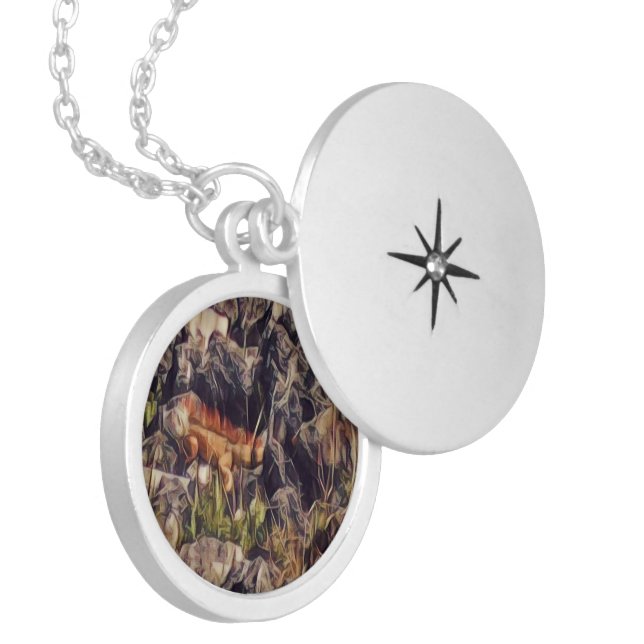 Orange Guana Art Locket Necklace (Front Left)