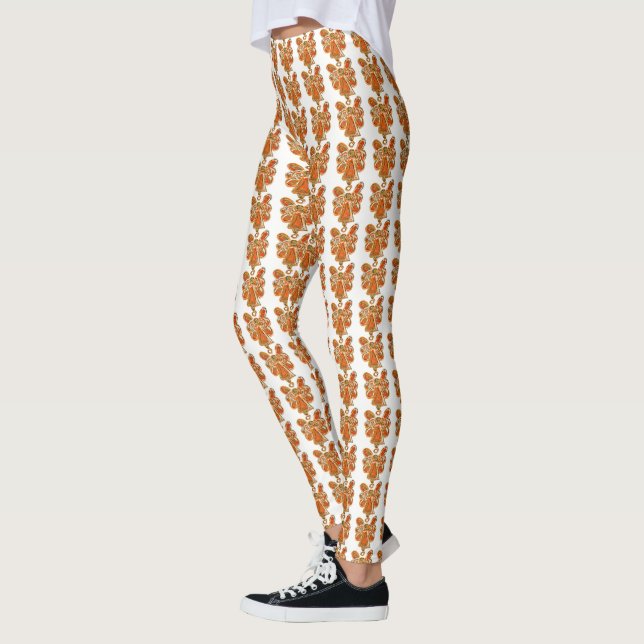 Orange Guardian Angel Art Custom Holiday Leggings (Left)