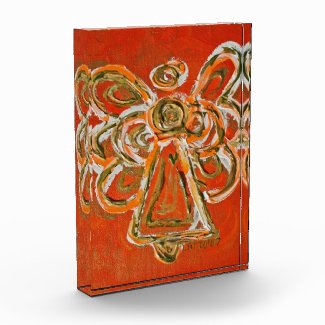 Orange Guardian Angel Art Paperweight Award