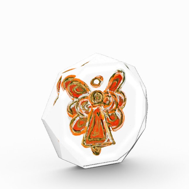 Orange Guardian Angel Art Paperweight Award (Left)