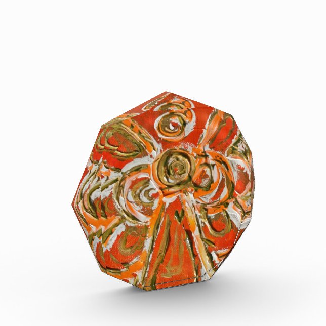 Orange Guardian Angel Art Paperweight Award (Left)
