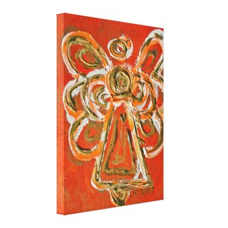 Orange Guardian Angel Art Wrapped Canvas Painting