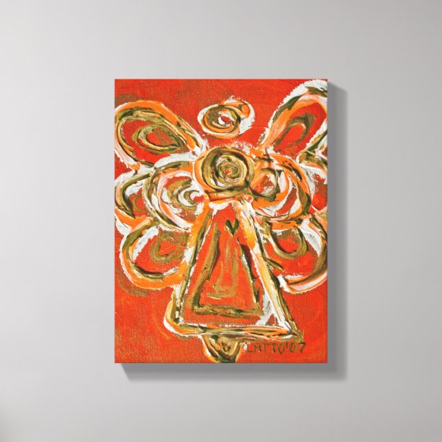 Orange Guardian Angel Art Wrapped Canvas Painting (Front)
