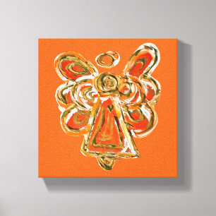 Orange Guardian Angel Art Wrapped Canvas Painting