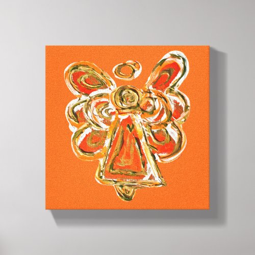 Orange Guardian Angel Art Wrapped Canvas Painting