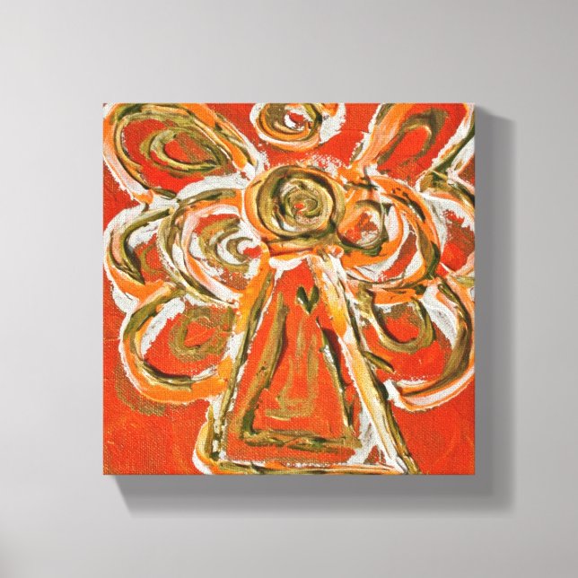 Orange Guardian Angel Art Wrapped Canvas Painting Print (Front)