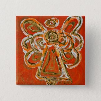 Orange Guardian Angel Button, Pin, or Pendant Pinback Button