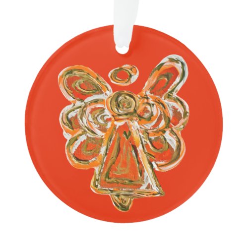 Orange Guardian Angel Christmas Pendant Ornament