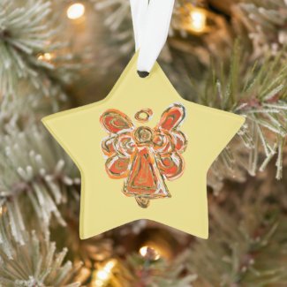 Orange Guardian Angel Christmas Pendant Ornament