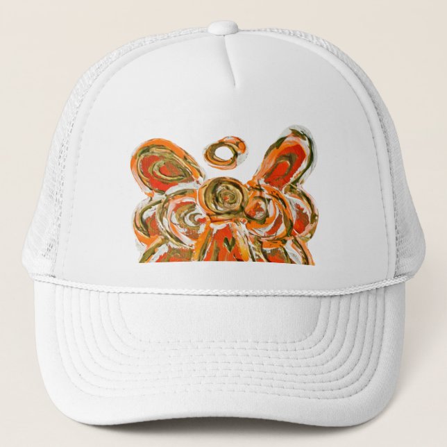 Orange Guardian Angel Custom Art Cap or Hat (Front)