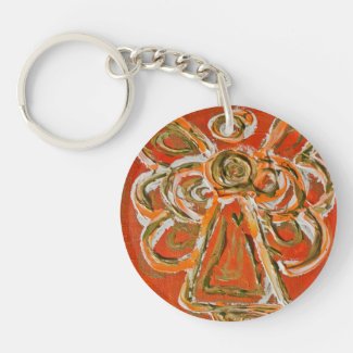 Orange Guardian Angel Custom Keychain
