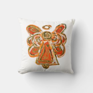 Orange Guardian Angel Decorative Art Throw Pillow