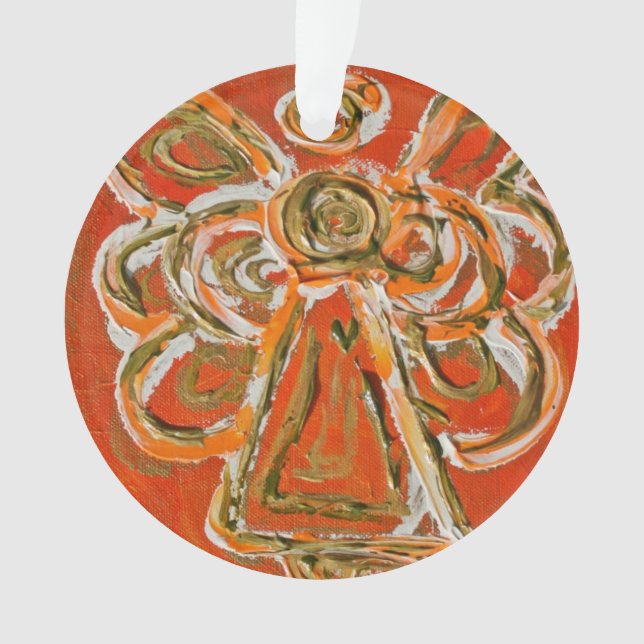 Orange Guardian Angel Gift Holiday Ornament (Front)