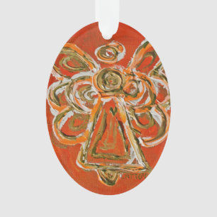 Orange Guardian Angel Gift Holiday Ornament