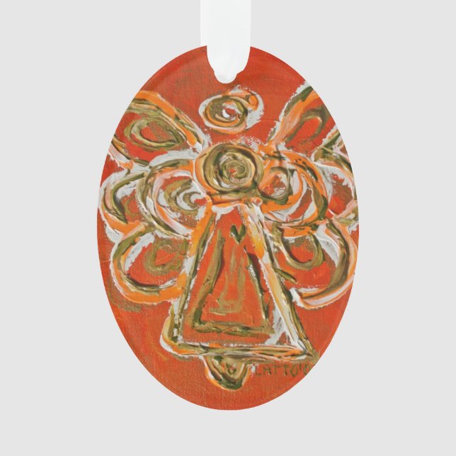 Orange Guardian Angel Gift Holiday Ornament (Front)