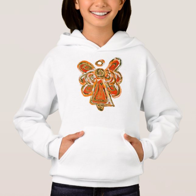 Orange Guardian Angel Holiday Hoodie Sweatshirt (Front)