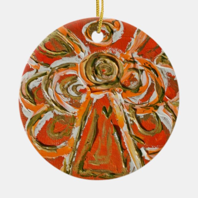 Orange Guardian Angel Ornament Pendant (Front)