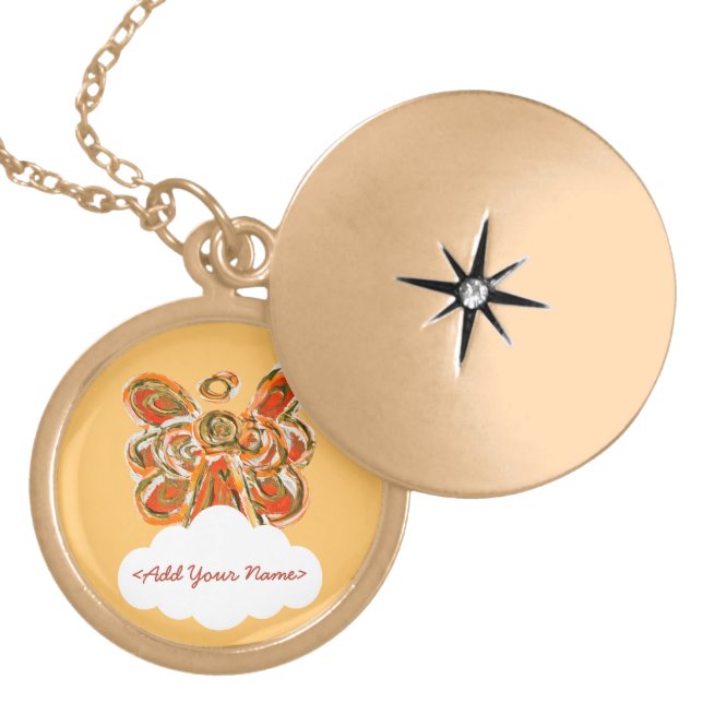 Orange Guardian Angel Series Cloud Custom Locket (Front)